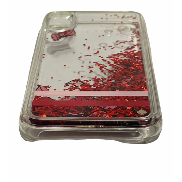 Kate Spade iphone X / XS phone case liquid Lips and red Glitter NEW W/out Box - Picture 2 of 2